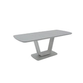 Enzio Light Grey 1.6m Extending Dining Table with 6 Grey Faux Leather Dining Chairs - Pendle Village Furniture
